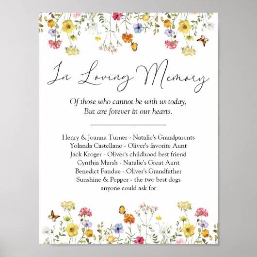 追憶の野生の花 ウェディング メモリアル サイン (正面)