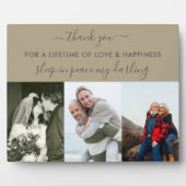 追憶3枚写真コラージュ ベージュ ブラウン オーダーメイド フォトプラーク (正面)