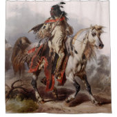 追跡されているアラビアの馬のブラックフットのインディアン シャワーカーテン (正面)