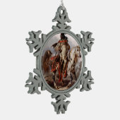 追跡されているアラビアの馬のブラックフットのインディアン スノーフレークピューターオーナメント (左)