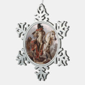 追跡されているアラビアの馬のブラックフットのインディアン スノーフレークピューターオーナメント (右)