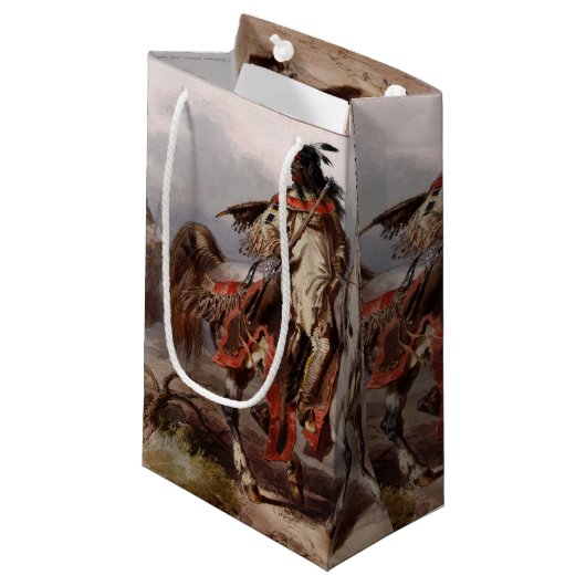 追跡されているアラビアの馬のブラックフットのインディアン スモールペーパーバッグ (正面アングル)