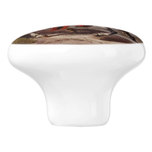 追跡されているアラビアの馬のブラックフットのインディアン セラミックノブ (側面)