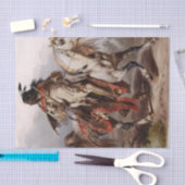 追跡されているアラビアの馬のブラックフットのインディアン 薄葉紙 (クラフト)