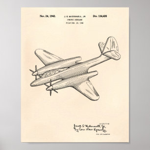 追跡飛行機1942特許美術古参ペッパー ポスター