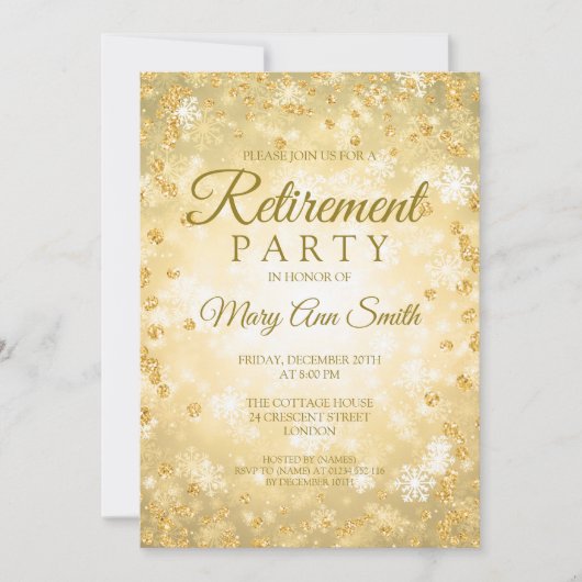 退エレガント職金ゴールドグリッター疑問に思冬 招待状 (正面)