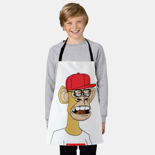 退屈そうな猿 エプロン (着用した状態)