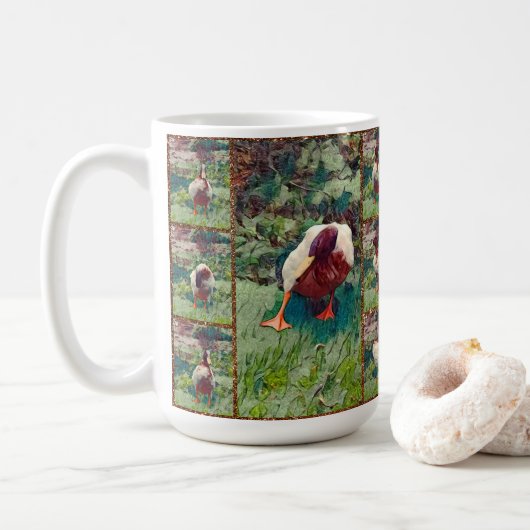 退屈なアヒル写真コラージュ、コーヒーマグ コーヒーマグカップ (ドーナツ)