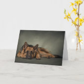 退屈なドイツの羊飼い犬のカード カード (黄色い花)