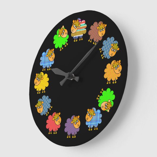 退屈なヒツジ- 「Sheepの花輪--を拒否して下さい ラージ壁時計 (傾斜)