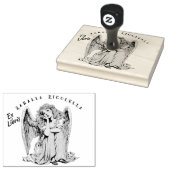 退屈な天使の少女 ウッドアートスタンプ ラバースタンプ (押印)