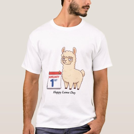 退屈な新年 サラリーマン 羊のイラスト Tシャツ (正面)