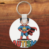 退屈な普通より自閉症 Superhero Kid Auti キーホルダー (正面)