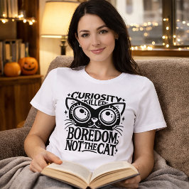 退屈は好奇心に勝てない 猫のTシャツ トライブレンドTシャツ