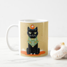 退屈パーソナライズされたな黒猫クリスマス コーヒーマグカップ