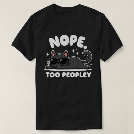 退屈、人混み嫌い | おもしろ黒猫 | 反社会 Tシャツ (デザイン正面)