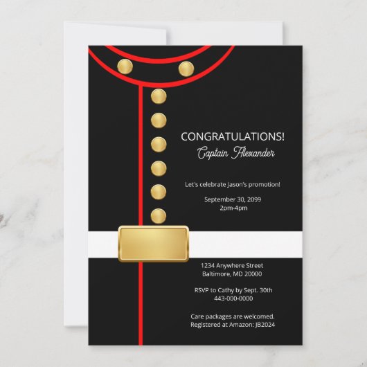 退役または卒業のパーティー招待状 招待状 (正面)