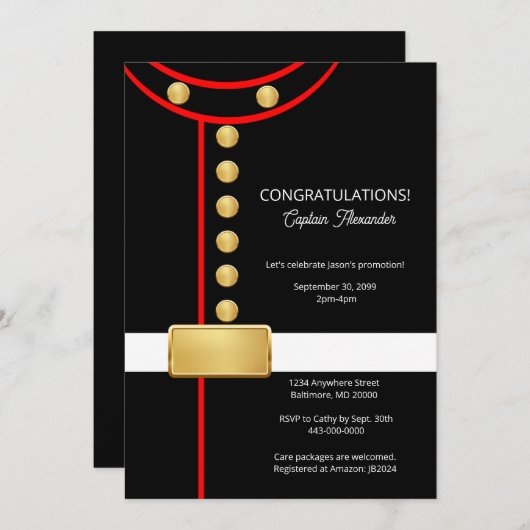 退役または卒業のパーティー招待状 招待状 (正面/裏面)