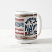 退役海軍退役軍人アメリカ国旗マグカップギフト コーヒーマグカップ (正面右)