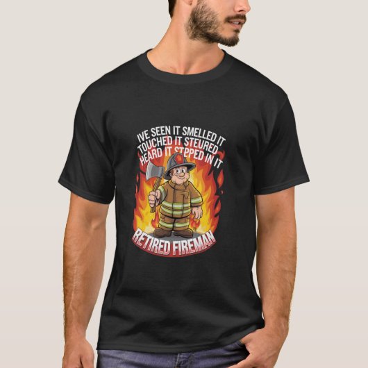 退役消防士の斧の炎のデザイン Tシャツ (正面)