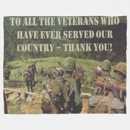 退役軍人ありがとう フリースブランケット (正面(横))