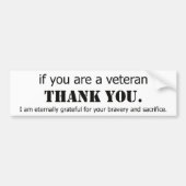 退役軍人ありがとう。 退役軍人の感謝 バンパーステッカー (正面)