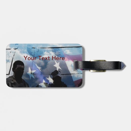 退役軍人とアメリカ国旗のパーソナライズされた荷物タグ ラゲッジタグ (裏面横)