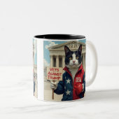退役軍人とトランプ猫 ツートーンマグカップ (正面右)