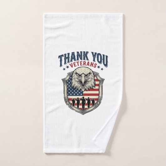 退役軍人に感謝 アメリカンイーグルシールドTシャツ_1 ハンドタオル (ハンドタオル)