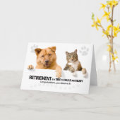 退役軍人のお祝い猫と犬 カード (黄色い花)