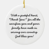 退役軍人のオーナメントありがとう セラミックオーナメント (裏面)