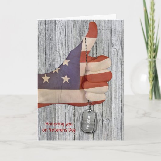 退役軍人のデイトサムスフラグの手をラベル カード (正面)