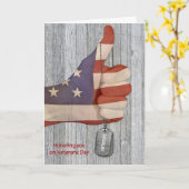 退役軍人のデイトサムスフラグの手をラベル カード (黄色い花)