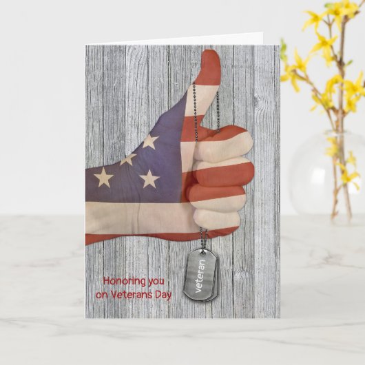 退役軍人のデイトサムスフラグの手をラベル カード (黄色い花)