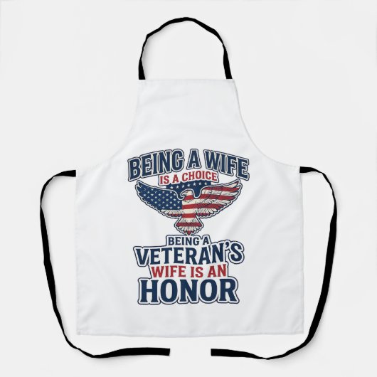 退役軍人の妻の名誉愛国ワシTシャツ エプロン (正面)