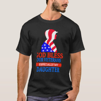 退役軍人の娘誇りを持ったパパまたはママ Tシャツ