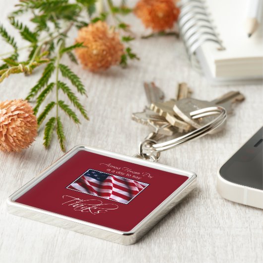 退役軍人の日ありがとう，愛国的なアメリカ国旗 キーホルダー (側面)