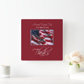 退役軍人の日ありがとう，愛国的なアメリカ国旗 スクエア壁時計 (ホーム)