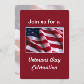 退役軍人の日お祝い、赤のフラグ 招待状 (正面/裏面)