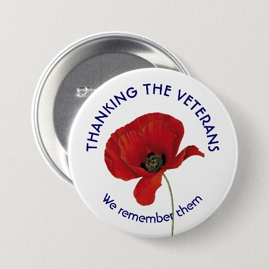 退役軍人の日それらを覚えている思い出のポピー 缶バッジ (正面&裏面)