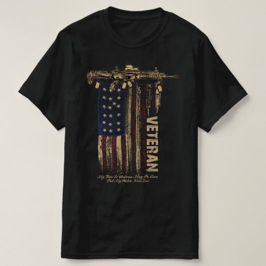 退役軍人の日とアメリカ国旗 Tシャツ (デザイン正面)