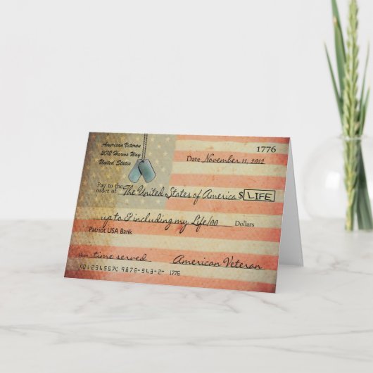 退役軍人の日に退役軍人ありがとう サンキューカード (正面)