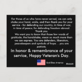 退役軍人の日のはがき ポストカード (裏面)