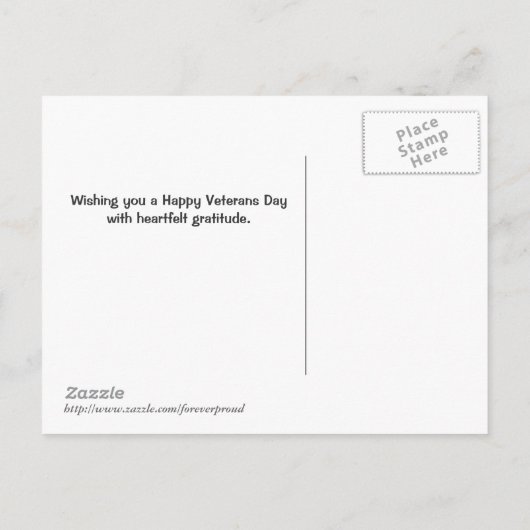 退役軍人の日のアメリカ国旗と感謝のポストカード ポストカード (裏面)