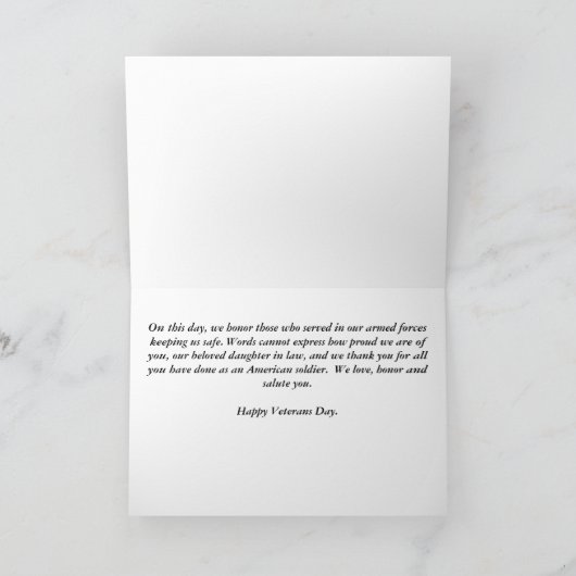退役軍人の日の娘（法律の挨拶状） カード (内部)