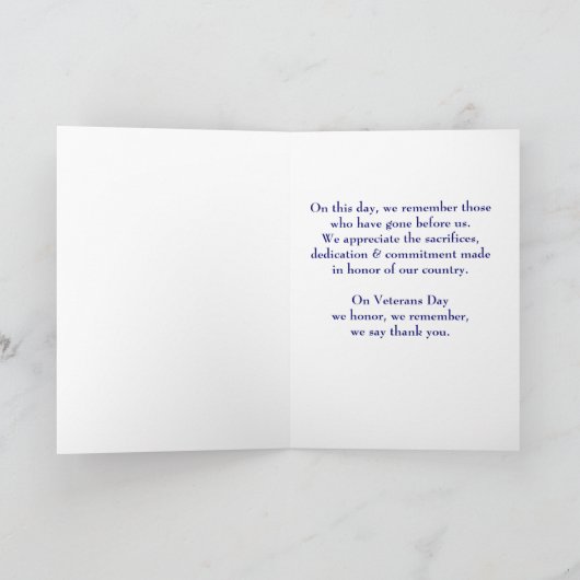 退役軍人の日の記念に旧旗星 カード (内部)