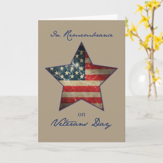 退役軍人の日の記念に旧旗星 カード (黄色い花)