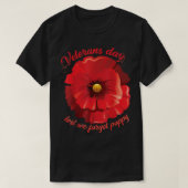 退役軍人の日は私たち忘れの赤いポピーの花の米国産m tシャツ (デザイン正面)