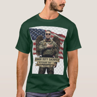 „退役軍人の日へのオマージュ – 名誉 任務 犠牲” Tシャツ
