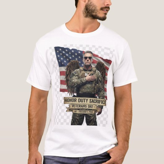 退役軍人の日へのオマージュ – 名誉、義務、犠牲 Tシャツ (正面)